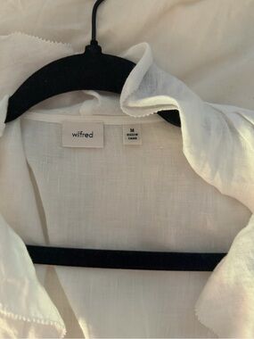 Aritzia Wilfred White Semi-Sheer Linen Collared Shirt
